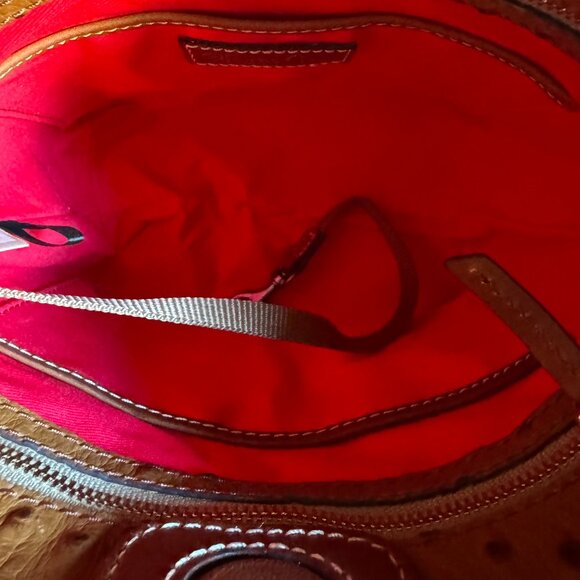 NWT Dooney & Bourke Tan Leather Ostrich Small Ridley Bag - H 9" x W 4.5" x L 8" - Picture 13 of 16